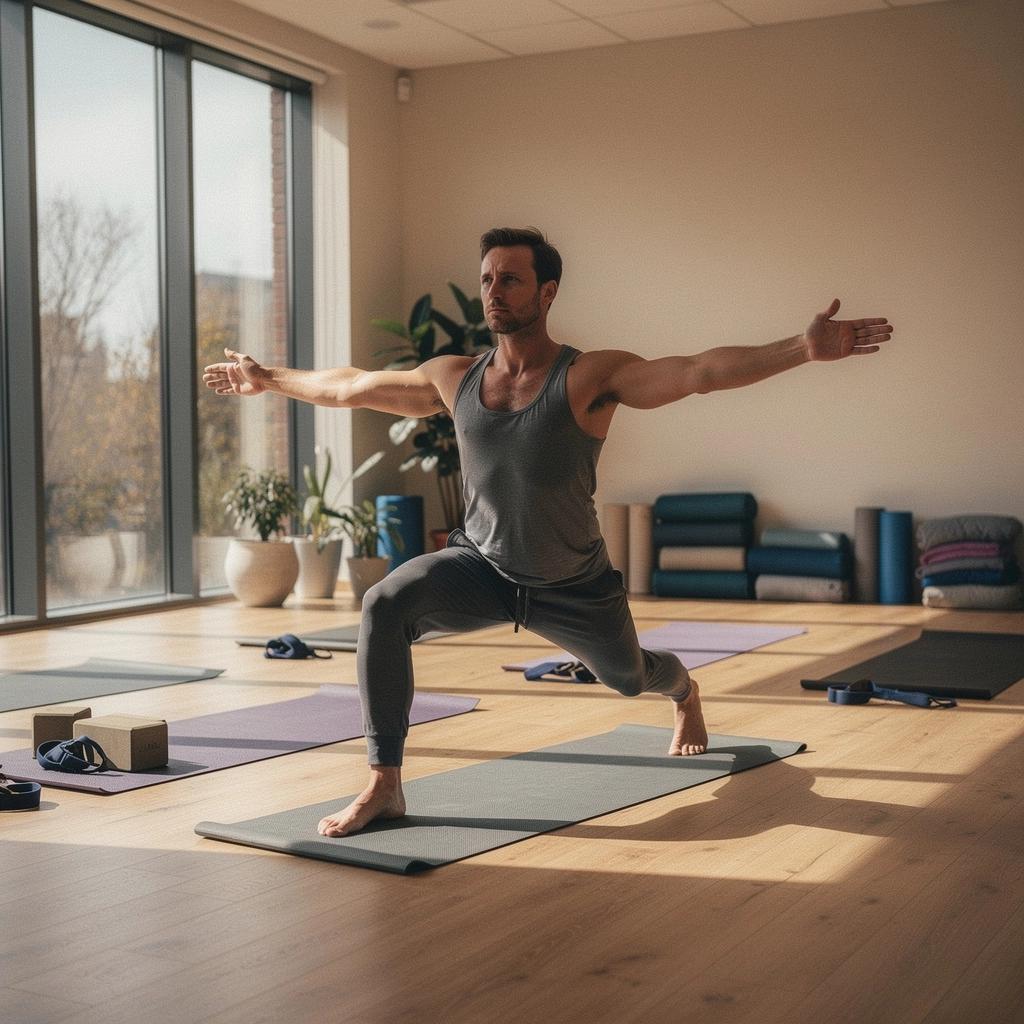 Grupa osób wykonujących asany w parku w słoneczny dzień.