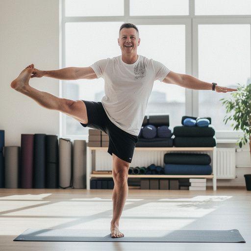 Dzieci uczestniczące w zajęciach jogi, rozwijające swoją wytrzymałość.